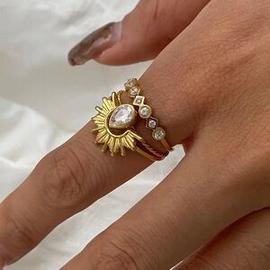SIZE 7 | 18K Gold Plated Sunburst Ring Set